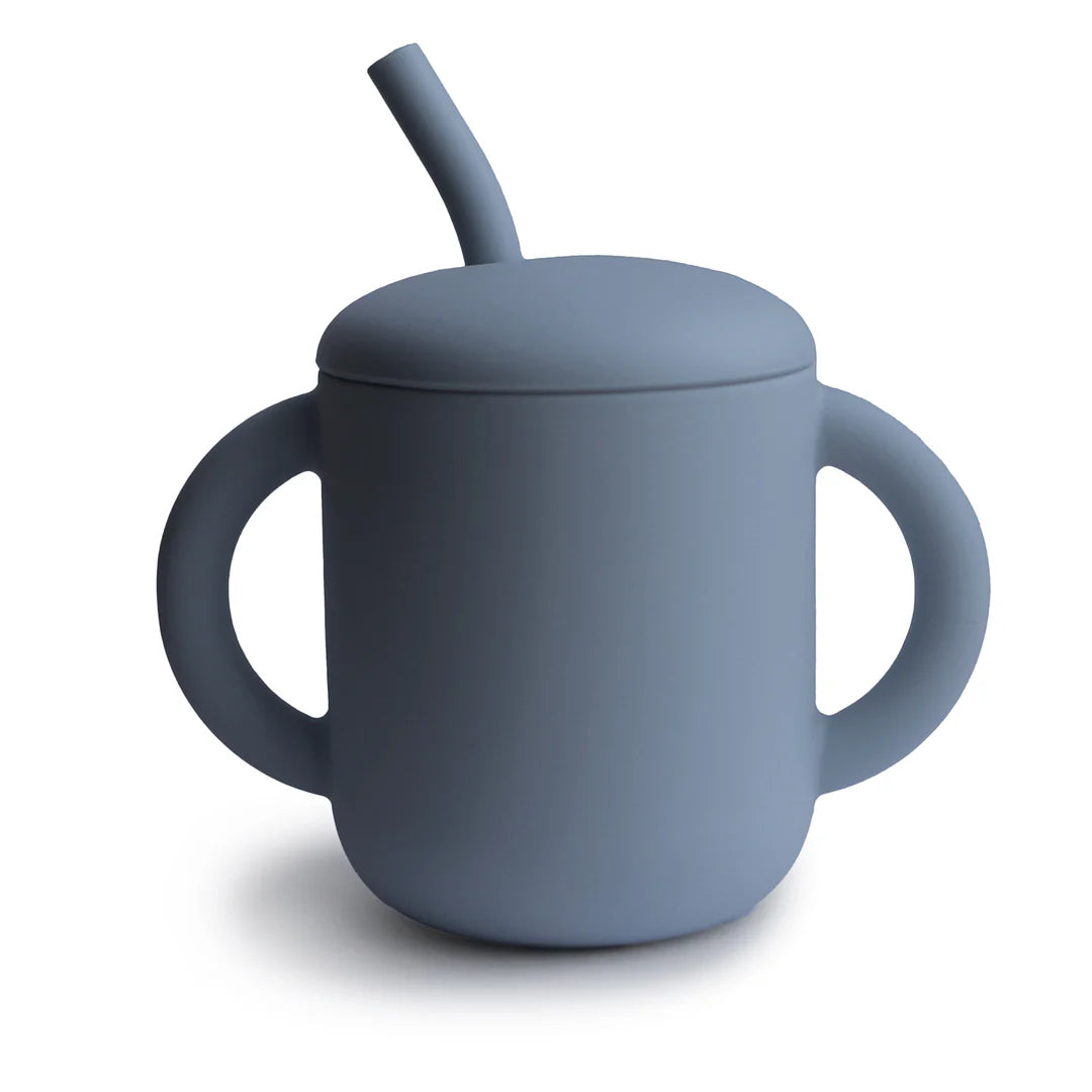 Silicone training cup + straw
