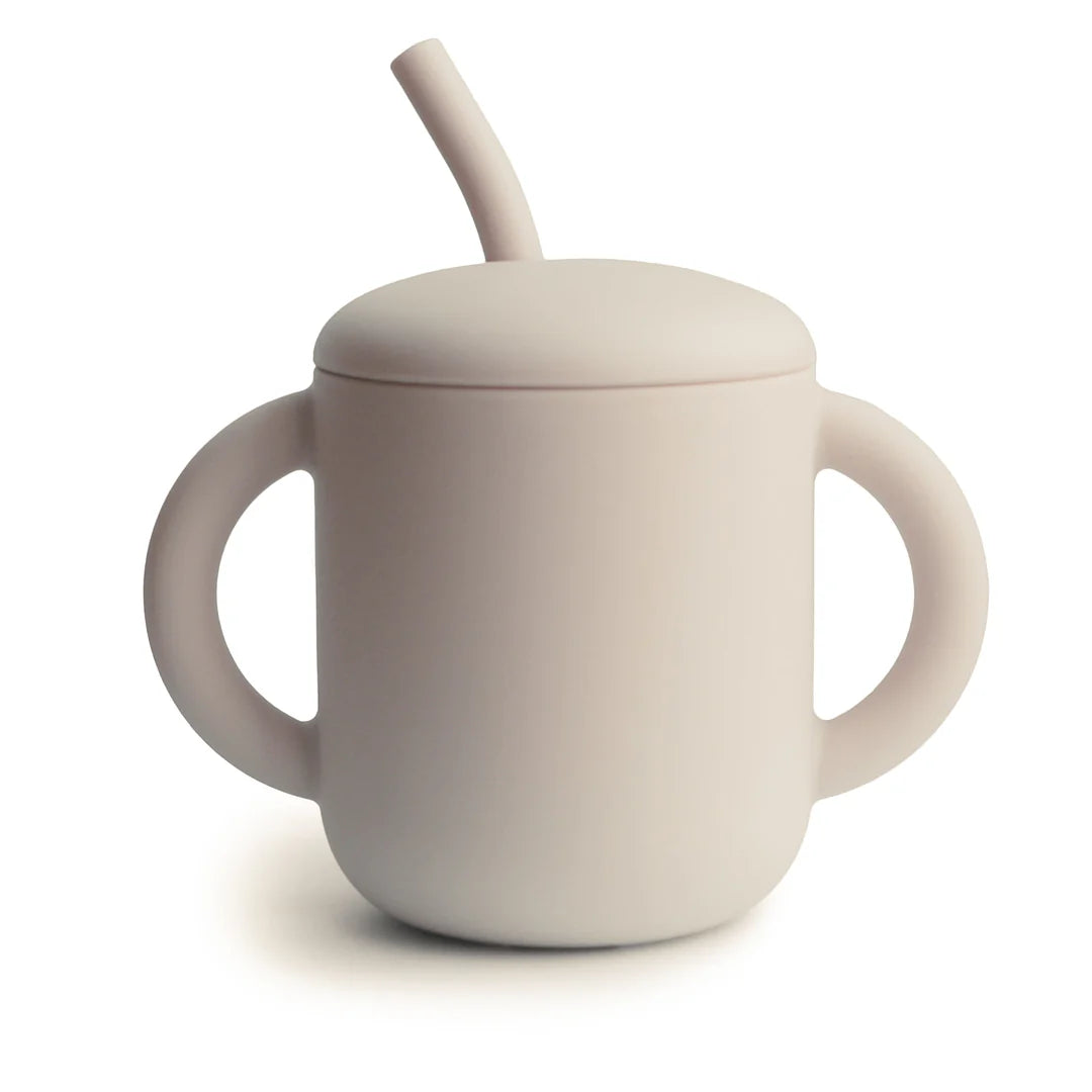 Silicone training cup + straw