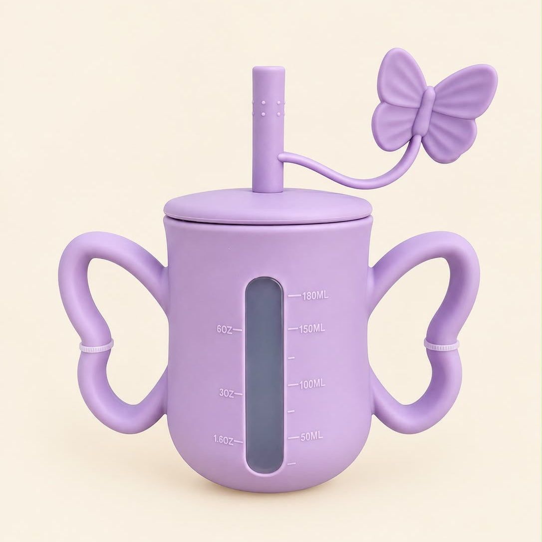 Silicone cup with straw