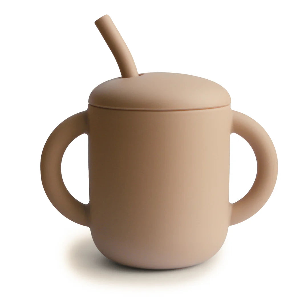Silicone training cup + straw