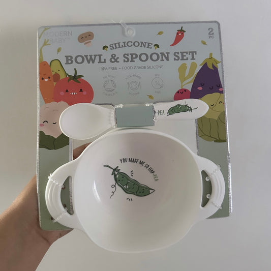 Set de bowl de succión & cuchara de silicon