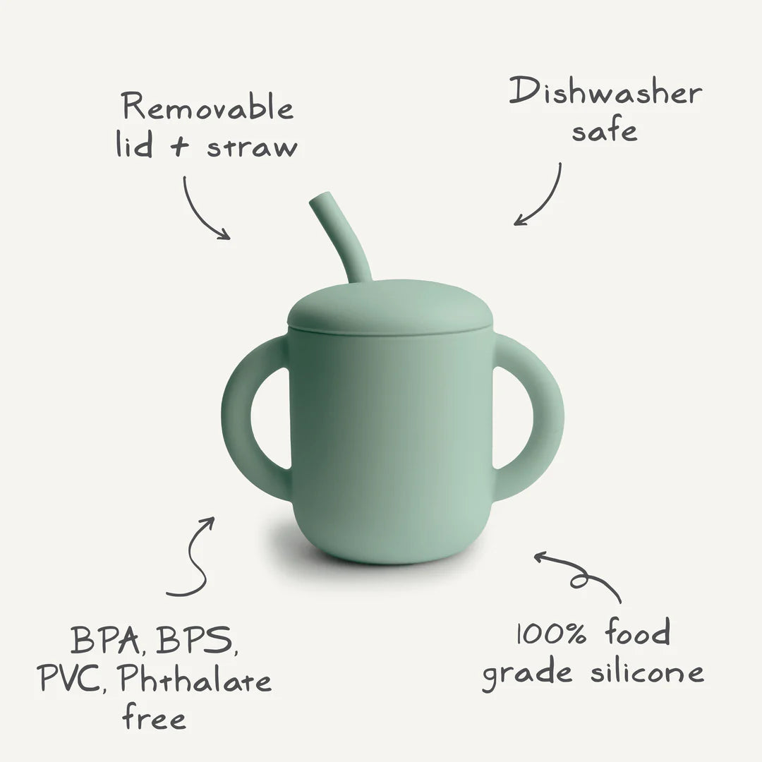 Silicone training cup + straw