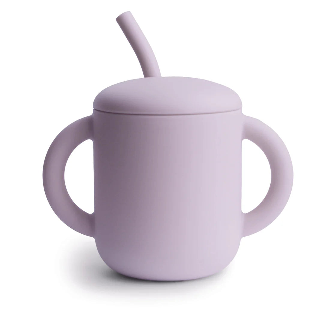 Silicone training cup + straw