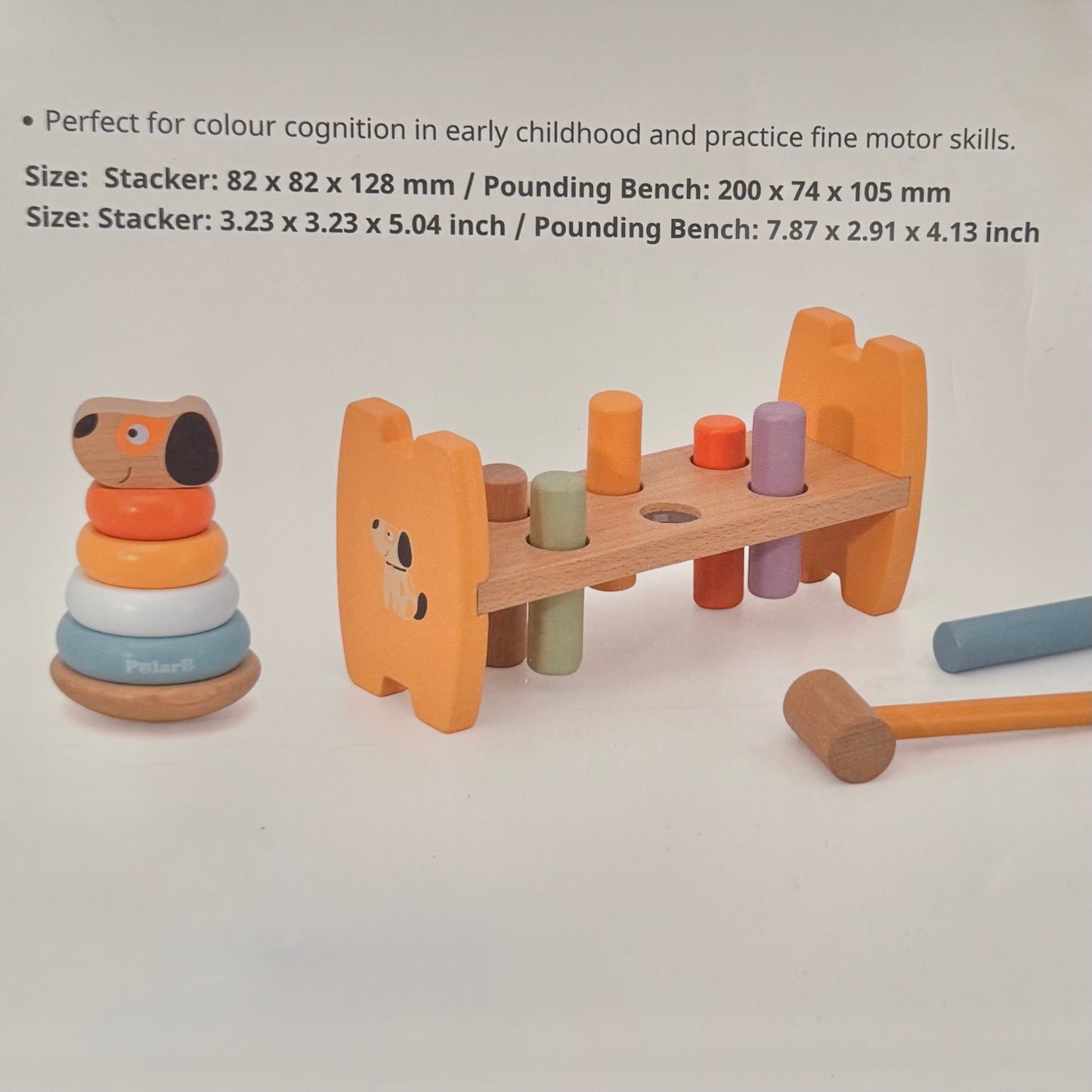 Stacking and pounding set dog