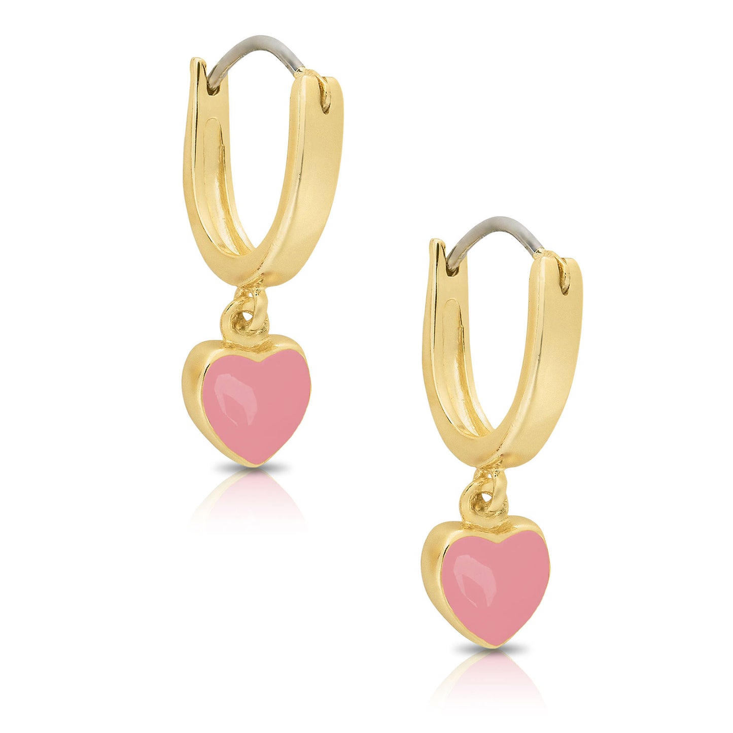 Heart Drop Earrings - Pink
