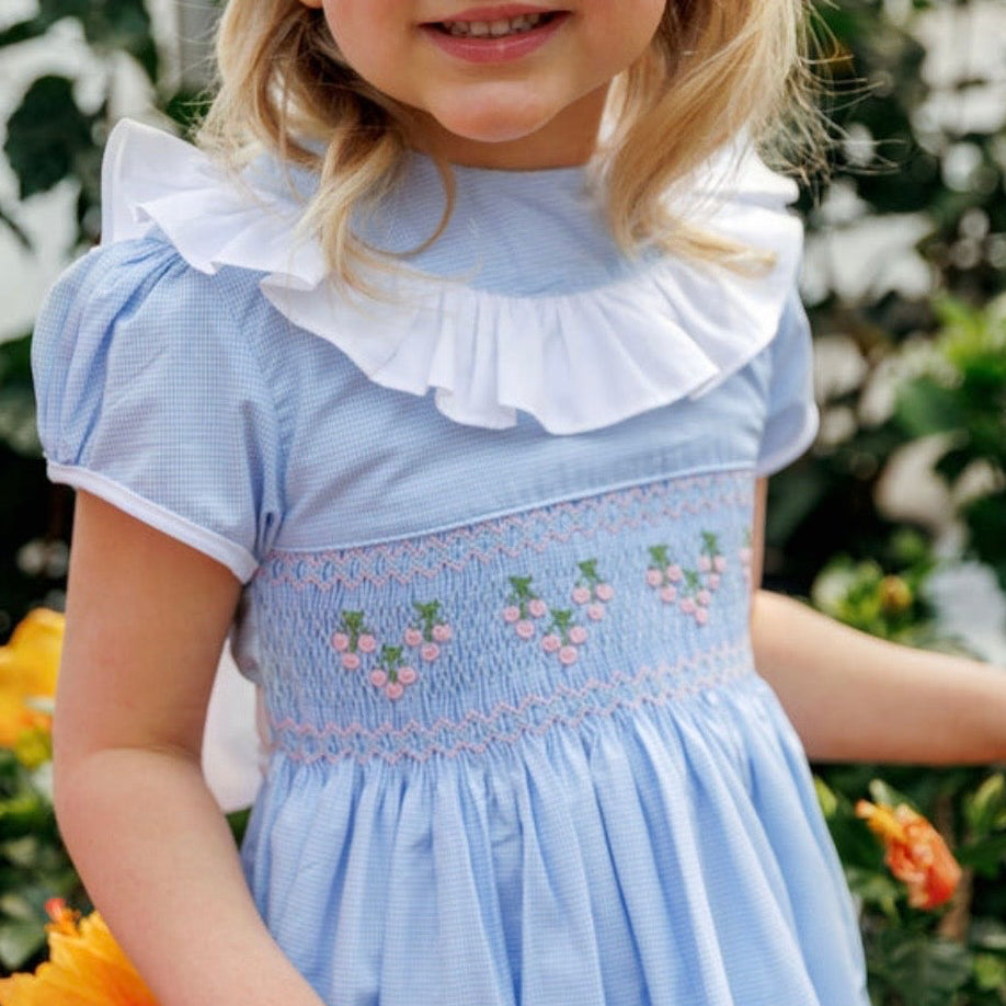 Vestido smocked azul