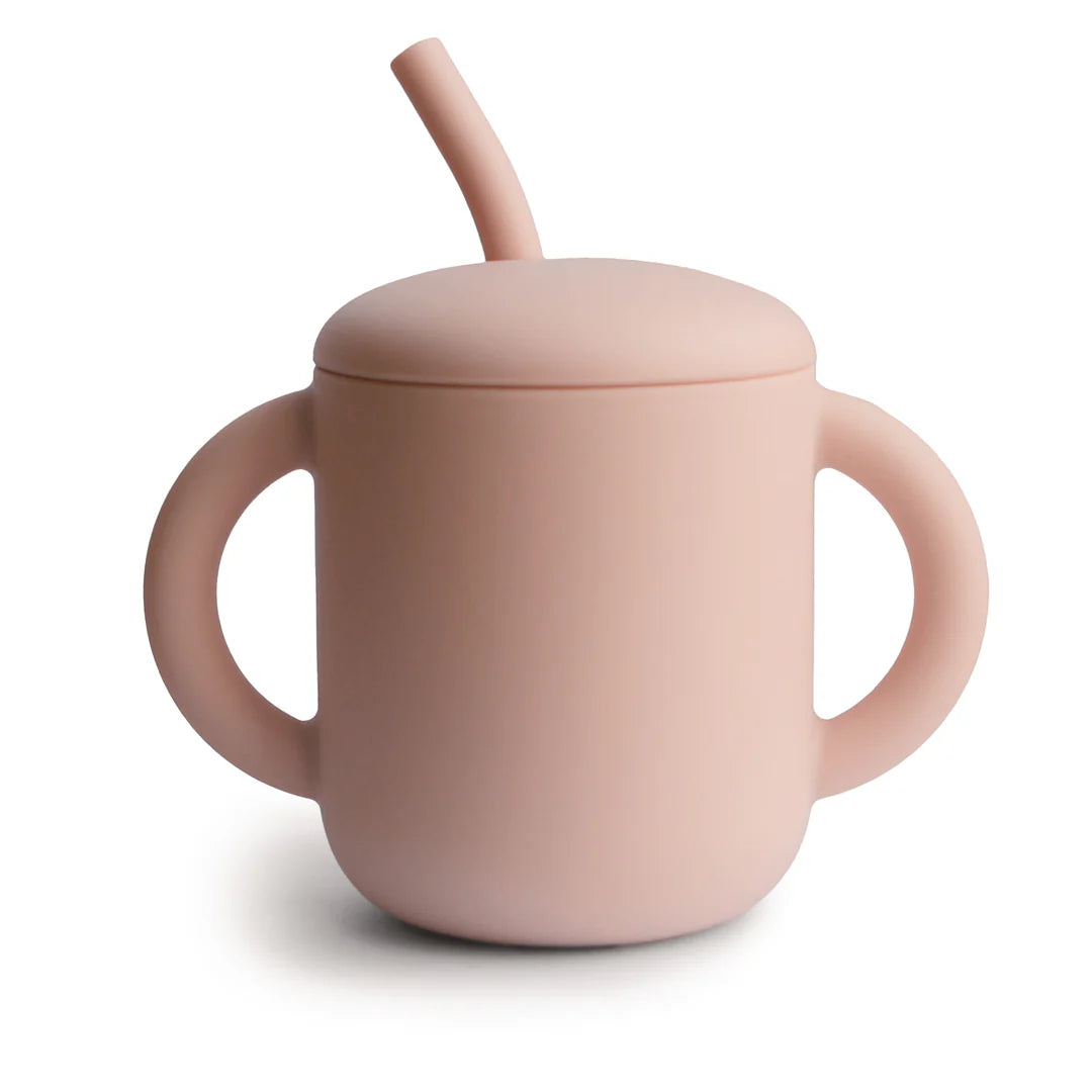 Silicone training cup + straw