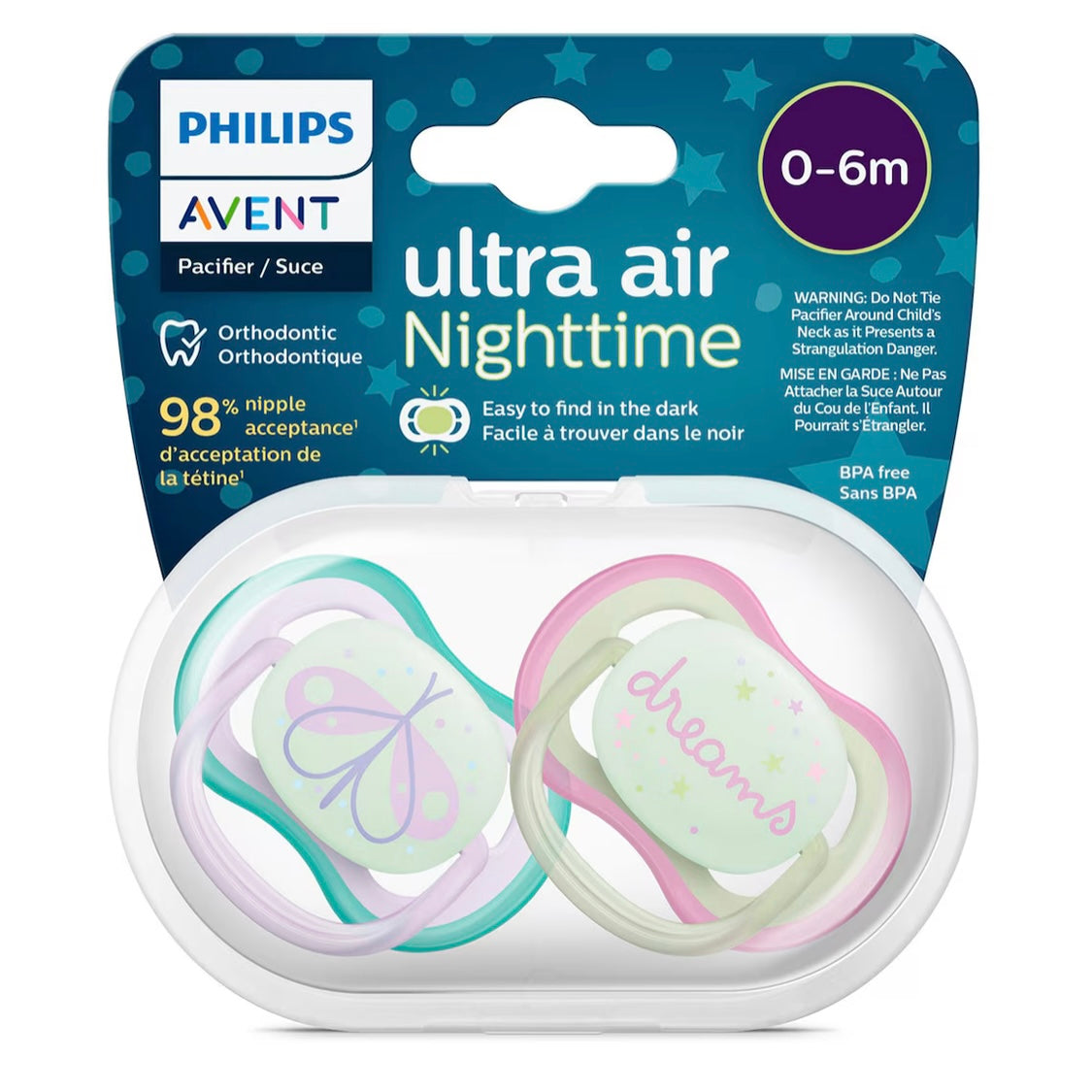 Set de 2 chupetes ultra air Nighttime