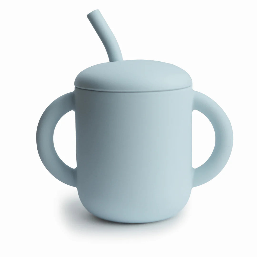 Silicone training cup + straw