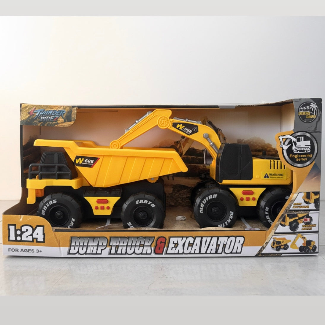Dump truck and excavator
