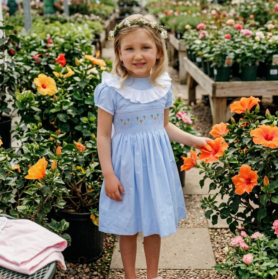 Vestido smocked azul