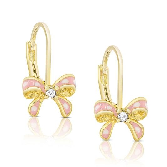 Bow Drop Earrings with CZ