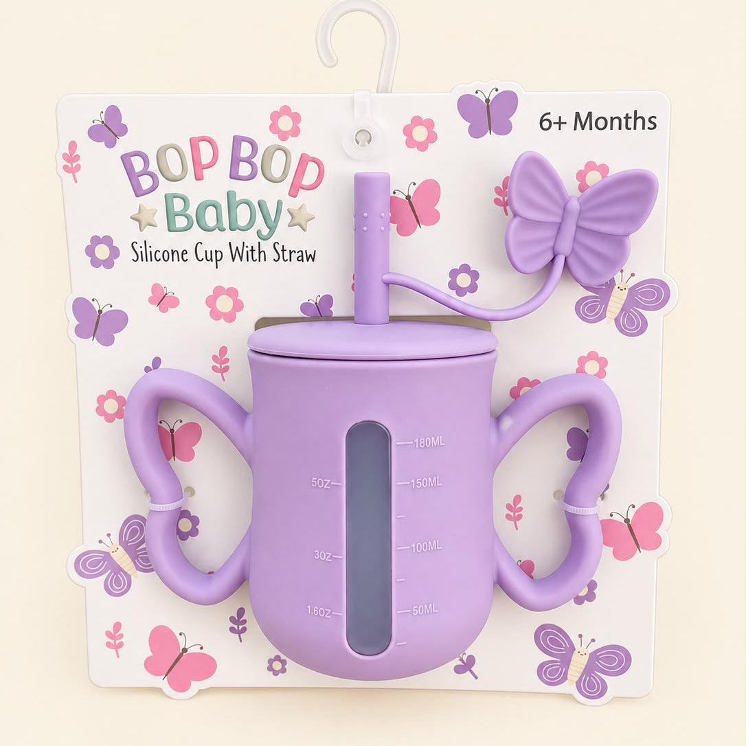 Silicone cup with straw