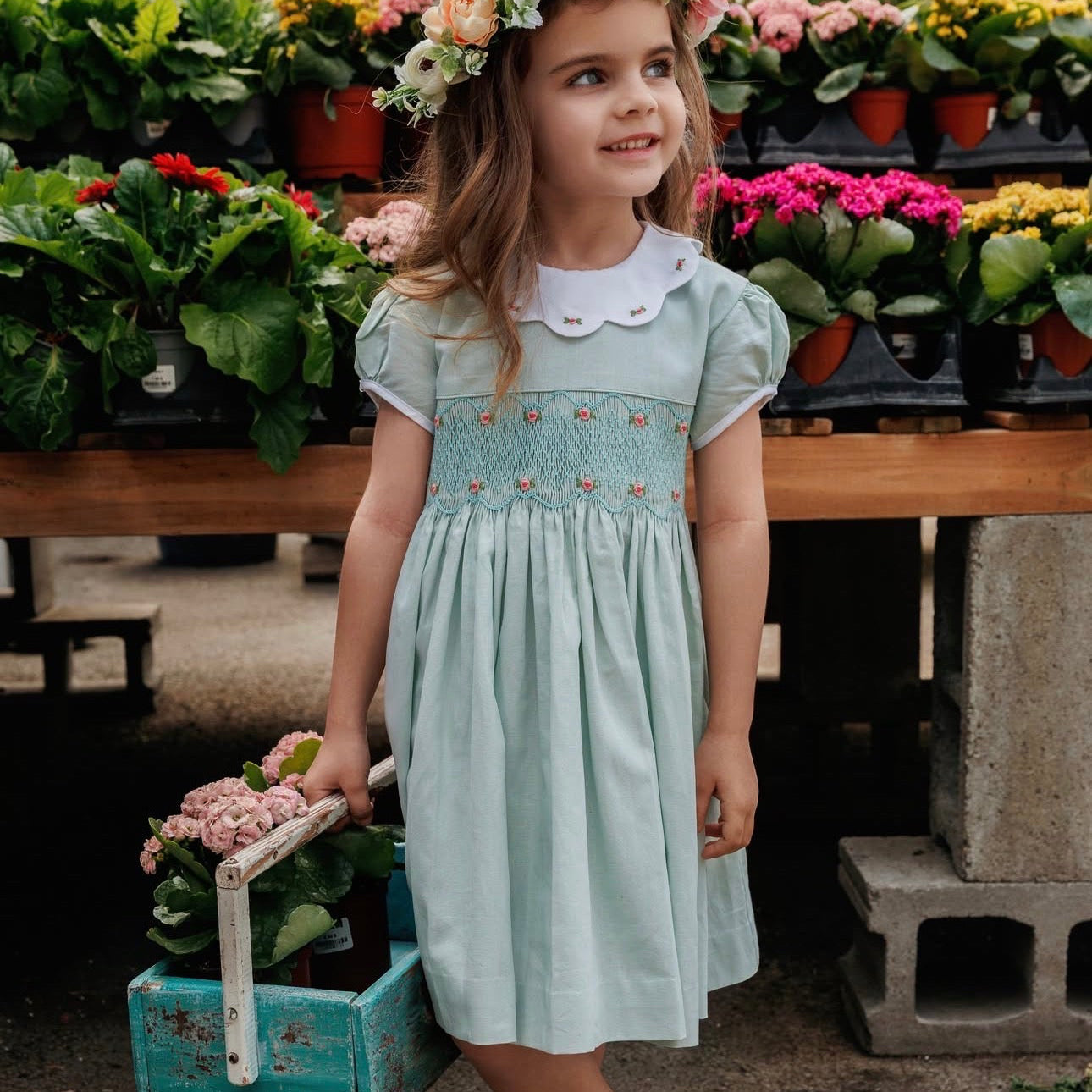 Vestido smocked mint
