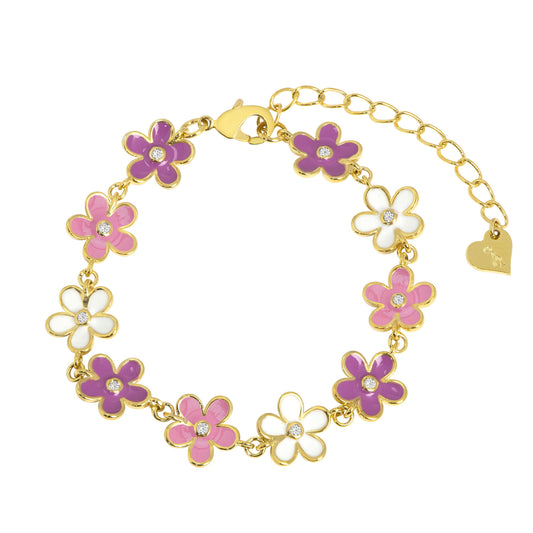 Flower CZ Link Bracelet