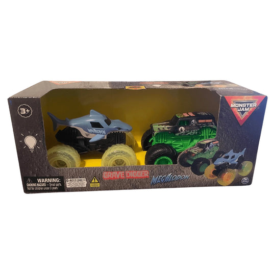 Monster jam Grave digger megalodon con ruedas de luces