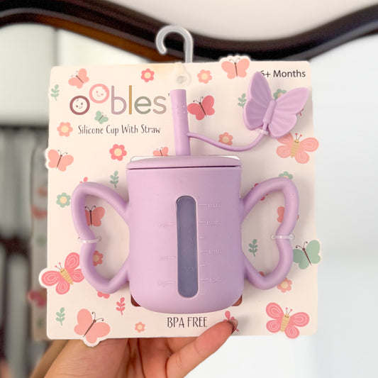 Silicone cup with straw