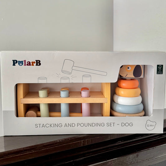 Stacking and pounding set dog