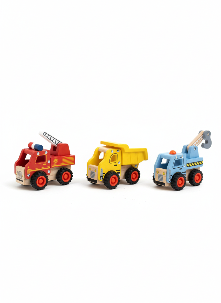 Wooden car trio