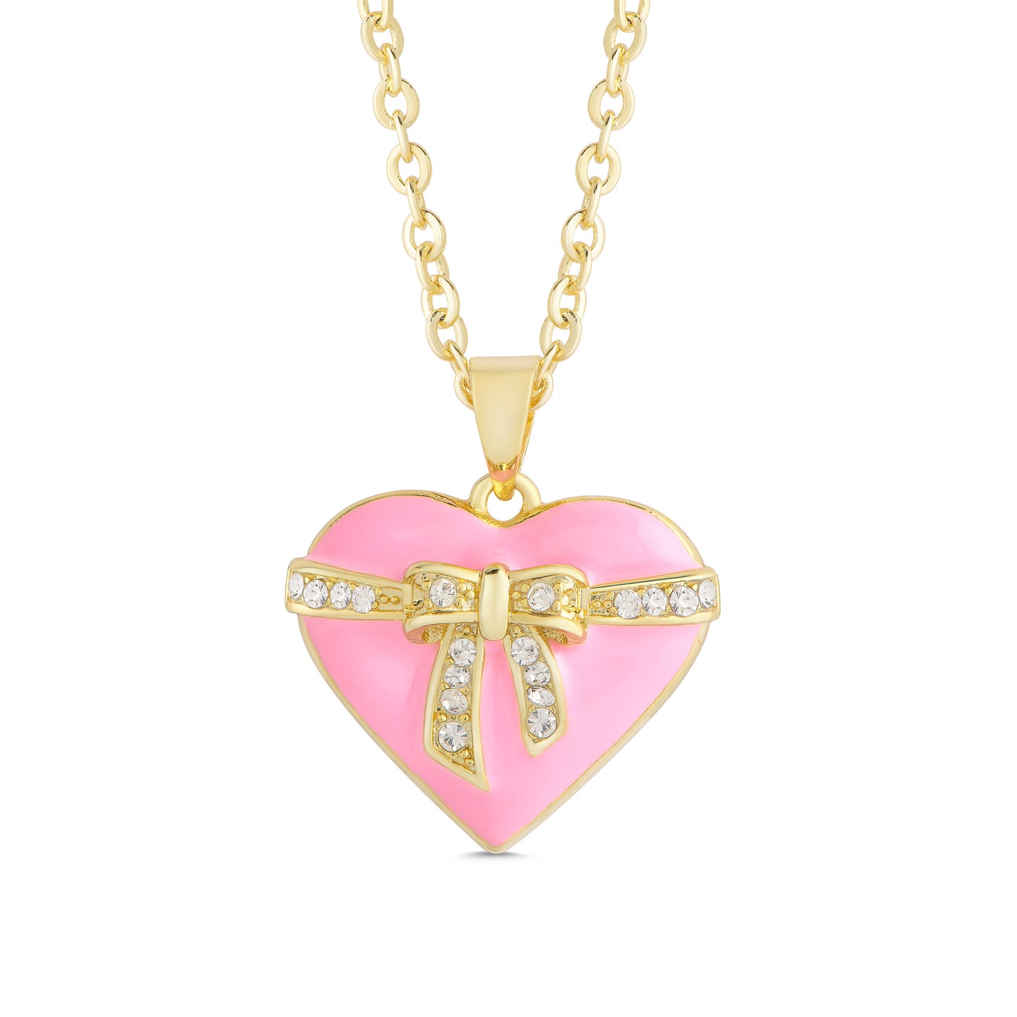 Gold plated heart and ribbon bow