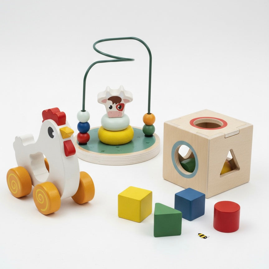 Wooden toy trio