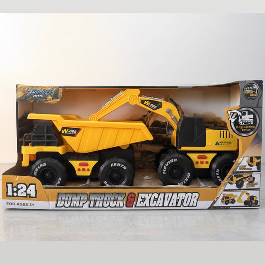 Dump truck and excavator