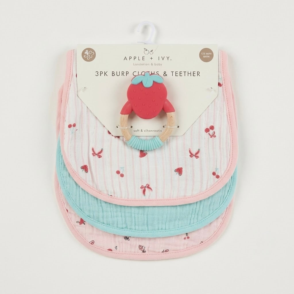 Burp cloths + teether
