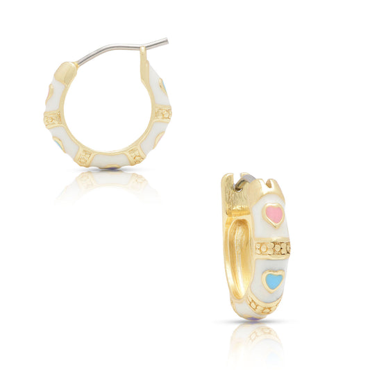 Heart Hoop Earrings - White